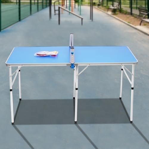Table Tennis Table Foldable Indoor Ping Pong Table Blue 152 x 76 cm Portable Table Tennis Table with Net 6 Holders and 3 Reinforced Stabilisation Rods Multifunctional It Can Also Be Used as a Dining