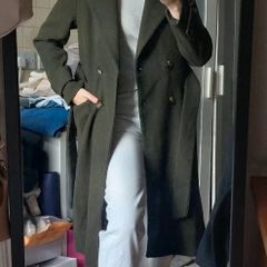 Unworn Dark Green Long Trench Winter Coat 100% Wool