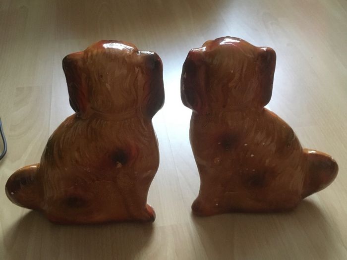 Fabulous PAIR of LARGE Russet Coloured Staffordshire Dogs