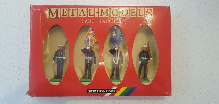 Vintage - Britains Metal Models Set 7201 - Hand Painted - Royal Marine Colour Party - Boxed