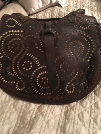 Real  Leather bag never worn, chocolate brown color.