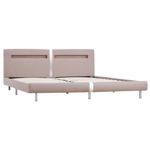 Bed Frame with LED Cappuccino Faux Leather 150x200 cm