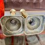 Pair Gun Barrel Deco Era Brass Candlesticks Early 20th Century Image 5