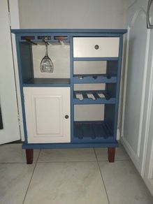 Blue and cream wooden drinks cabinet