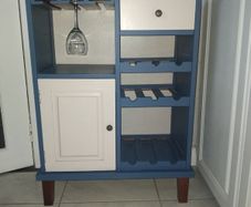Blue and cream wooden drinks cabinet