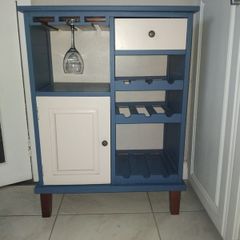 Blue and cream wooden drinks cabinet
