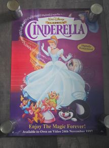 Cinderella Vintage Poster 1997 Disney Classics Promotional Video Release 24inch x 33inch