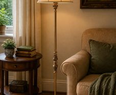 Antique brass floor lamp