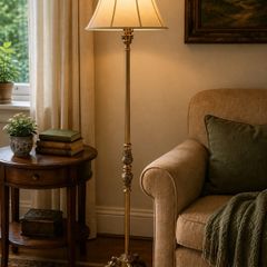 Antique brass floor lamp