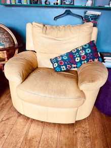 mustard leather armchair