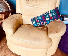 mustard leather armchair