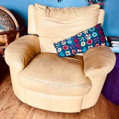 mustard leather armchair