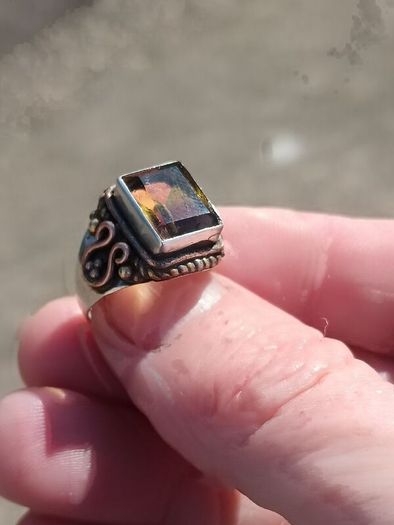 Large Green Citrine Sterling Silver Ring