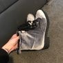 Silver/grey velvet look boots Image 7