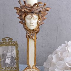 Candlestick Gorgo Medusa Candlestick Art Nouveau Candle Holder Sculpture