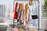 Closet Rack Heavy Duty Hanging Racks for Clothes with Top Rod and Storage Bottom Shelf, Clothes Rail Hanger Stand Free for Hanging Coats, Skirts, Shirts 43.5 In-Black
