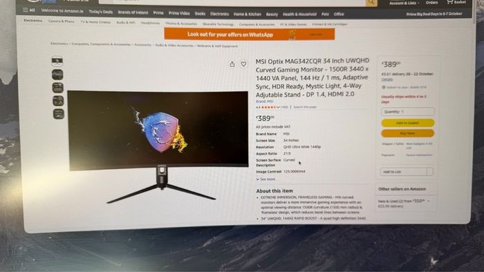 MSI Optix MAG342CQR 34 inches