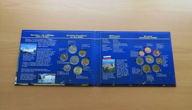 Slovenia double set of 15 coins pre euro & first year euro 2007 UNC