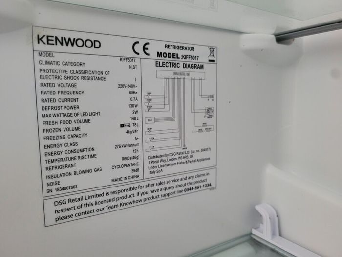 Kenwood integrated fridge/freezer