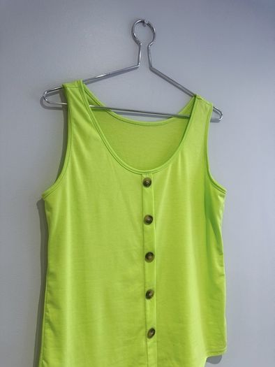 Pre Owned Neon Lime Button-Down Vest Top