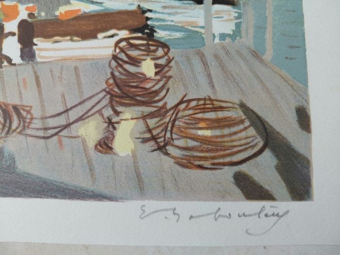 Limited edition lithograph The Port by Eugene Baboulene 34/140