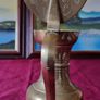 Vintage Solid Brass Art Deco Engraved With Decorations Footed Pitcher With Lid Image 7