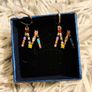 Initial M Monogram Crystal-Studded Rainbow Earrings Image 2