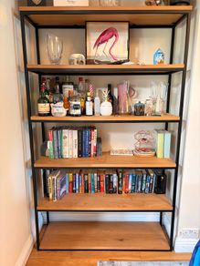 Mila Solid Oak and Black Steel Frame Shelves