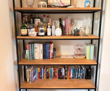 Mila Solid Oak and Black Steel Frame Shelves