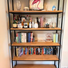 Mila Solid Oak and Black Steel Frame Shelves