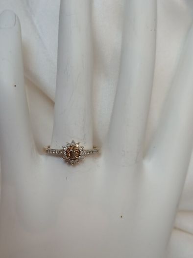 Sparkling Champagne Diamond Halo Ring