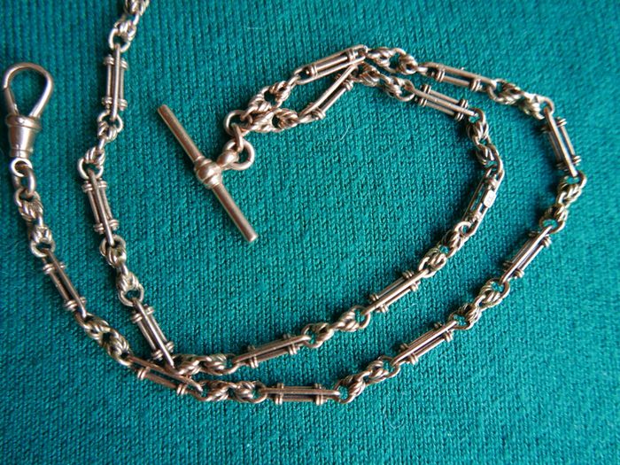 Victorian  heavy real 9 Carat Gold Albert or Necklace Chain with T-Bar length 20" - 24,3g