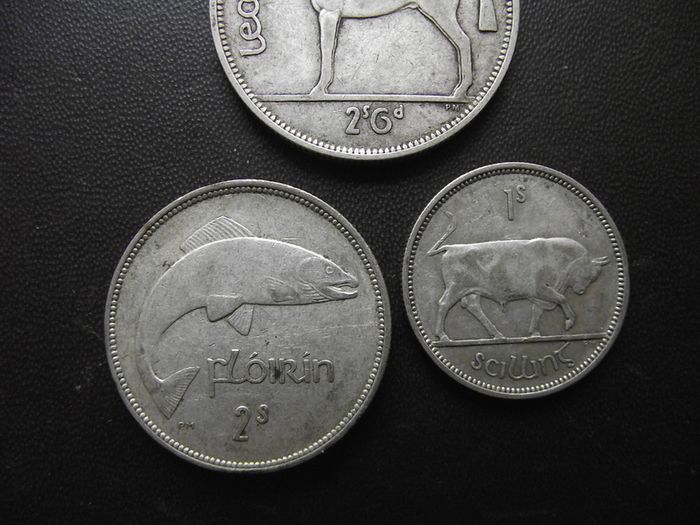 1939 Irish Republic. Set of 3 Silver Coins: Half Crown&Florin&Shilling