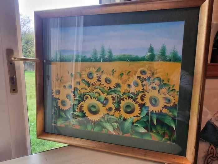 Large and Sunflower Oil Painting by C. R. Benoit