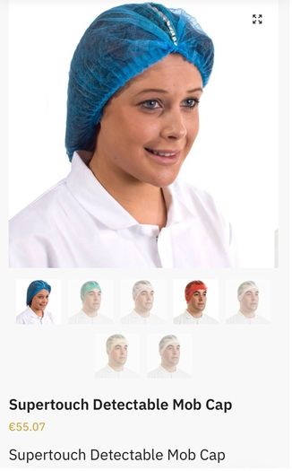 hair mob caps 10x100 blue detectable or red