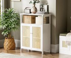 Bamboo Cabinet, Bathroom Storage Cabinet with Rattan Doors, Freestanding Floor Cupboard
