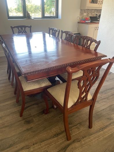 Antique solid wood table and chairs