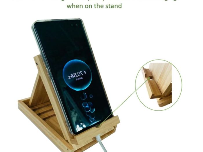 Bamboo Foldable Universal Multi-Angle Stand Holder, Pocket Desktop Holder Stand for cell phone and Tablet