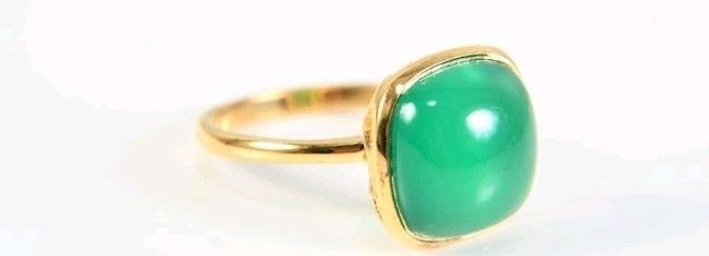 Green onyx ring gold plated on sterling silver