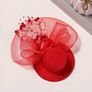 Red Women Bridal Wedding Mesh Mini Hat Image 2