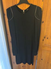 Sprit black dress / long zip / M