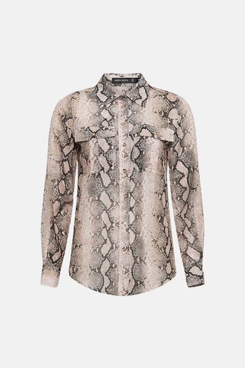 Karen Millen Silk Cotton Snake Print Shirt