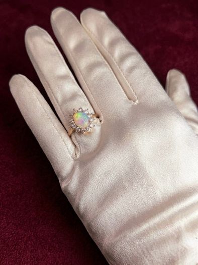 Diamond Ethiopian Opal & Lab-Grown Diamond Ring