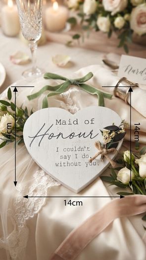 "Maid of Honour - I couldn't say I do, without you." Heart Plaque