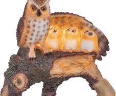 Solar Owl Family Light | Mother Children Wing Log Statue Figurine LED Light for Outdoor Decorations | Resin Accessories Porch Light Ornaments | Patio Lawn Yard Garden Decor (FREE POSTAGE)
