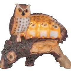 Solar Owl Family Light | Mother Children Wing Log Statue Figurine LED Light for Outdoor Decorations | Resin Accessories Porch Light Ornaments | Patio Lawn Yard Garden Decor (FREE POSTAGE)