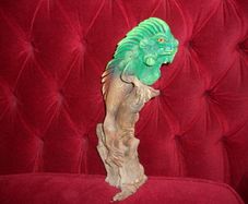 Wooden Hand Carved Chameleon Lizard (1980's)