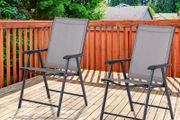 Set of Two Folding Garden Chairs - Grey