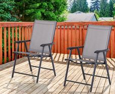 Set of Two Folding Garden Chairs - Grey