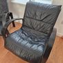 Pair of Vintage 1980s IKEA Polhem Black Leather Armchairs Image 3